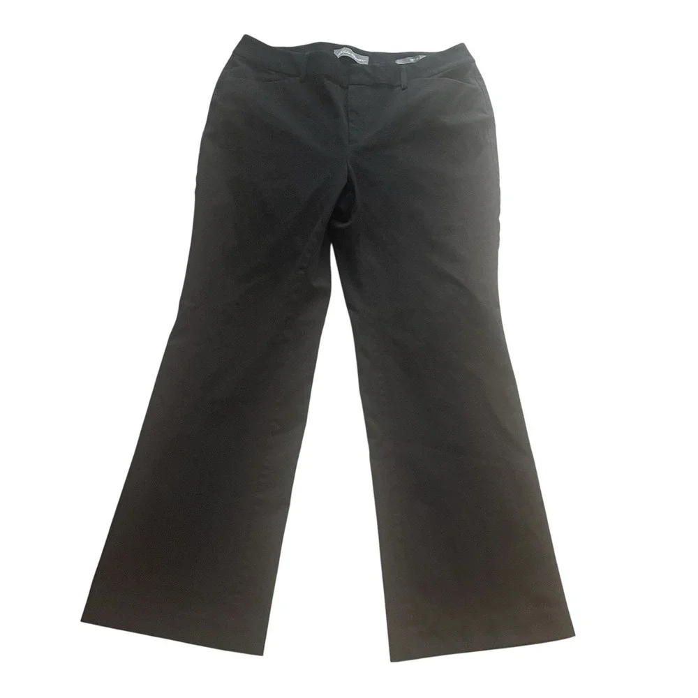 Eddie Bauer Women's Size 14S Short Curvy Fit‎ Black Trouser Wide Leg Stretch